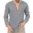 thumbnail image 1 of Tisuna Men'S Long Sleeve T-Shirts Cozy V Neck Tops Men Solid Tees For Daily Wear Size S, 1 of 5