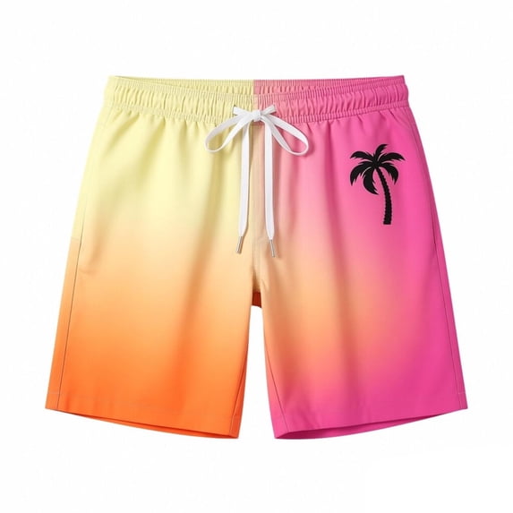 Tisuna Men'S Swim Trunks Elastic Waist Loose Fit 5 Inch Swim Shorts Fashion Breathable Mens Beach Surfing Gradient Print Beach Shorts Size Xl Pink