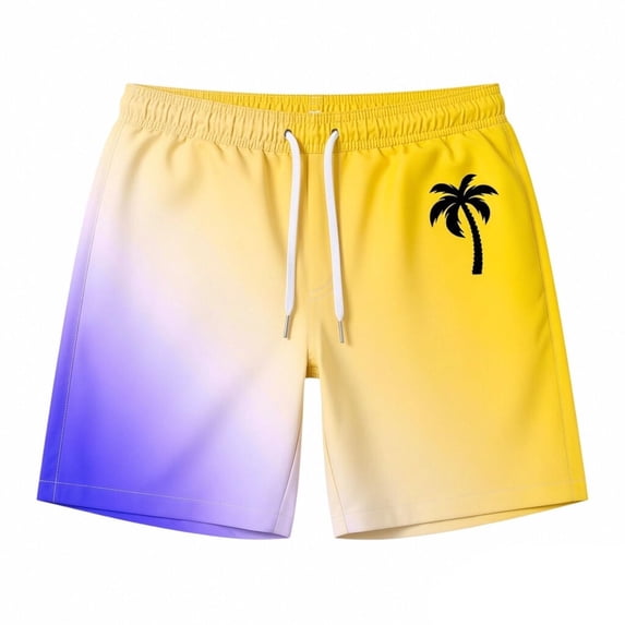 Tisuna Men'S Swim Trunks Elastic Waist Loose Fit 5 Inch Swim Shorts Fashion Breathable Mens Summer Holiday Gradient Print Beach Shorts Size L Yellow