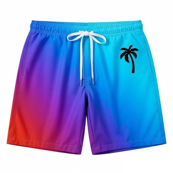 Tisuna Men Swimming Trunks Elastic Waist Loose Fit 5 Inch Swim Shorts Casual Lightweight Mens Pool Beach Gradient Print Beach Shorts Size L Blue