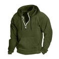 thumbnail image 1 of Tisuna Men's Hoodie Solid Color Long Sleeve Hooded Tops Fashion Loose Autumn Winter Men Half Zip Sweatshirt Army Green L, 1 of 2