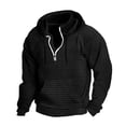thumbnail image 1 of Tisuna Men's Hoodie Solid Color Long Sleeve Hooded Tops Fashion Loose Autumn Winter Men Half Zip Sweatshirt Black Xl, 1 of 2