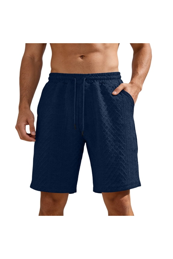 Mens Beach Shorts Solid Color Elastic Waist Straight Leg Shorty Casual Comfort Male Summer Holiday Pool Hawaii Board Shorts Navy Size Xxl
