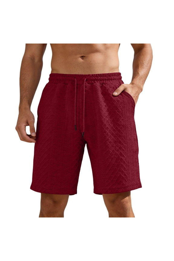 Mens Beach Shorts Solid Color Elastic Waist Straight Leg Shorty Casual Comfort Male Summer Holiday Pool Hawaii Board Shorts Red Size Xl