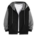 thumbnail image 1 of Tisuna Mens Color Block Zip Up Drawstring Hoodies Casual Long Sleeve Outerwear Jackets Warm Hooded Sweatshirts For Sportswear, 1 of 7