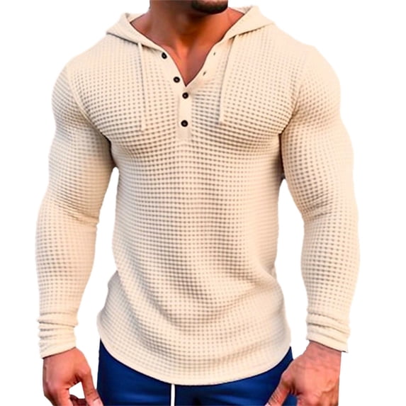 Tisuna Mens Fall T-Shirts Fashion Hooded Drawstring Tops Men Solid Shirts For Going Out Street Size L