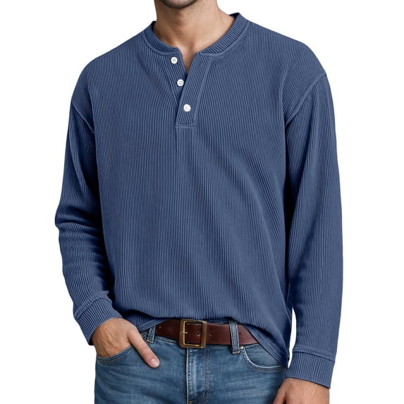 Tisuna Mens Fall T-Shirts Soft Henley Neck Tops Men Solid Shirts For Daily Wear Size Xl