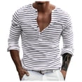 thumbnail image 1 of Tisuna Mens Fall T-Shirts Soft Henley Neck Tops Men Striped Shirts For Workout Gym Size Xxxl, 1 of 8