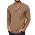 thumbnail image 1 of Tisuna Mens Fall T-Shirts Stretch Henley Neck Tops Men Solid Shirts For Workout Gym Size S, 1 of 7