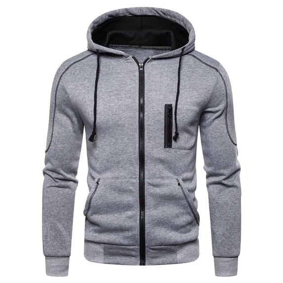 Tisuna Mens Full Zip Drawstring Hoodies Casual Long Sleeve Outerwear Jackets Relax Fit Hooded Sweatshirts For Streetwear