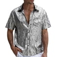 thumbnail image 1 of Tisuna Mens Shirts Short Sleeve Button Down Breathable Summer T-Shirts Mens Classic Collared Beach Shirts For Holiday Casual Wear Silver Size M, 1 of 6