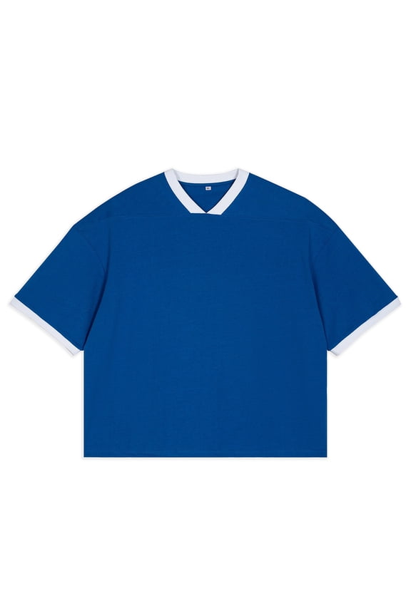 Mens Shirts Solid Color Short Sleeve Crew Neck Ringer Tops Comfort Leisure Man Casual Daily Summer Tees Size Xl Blue