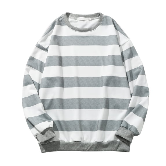 Tisuna Mens Stripe Crewneck Sweatshirts Casual Long Sleeve T Shirts Loose Fit Everyday Wear Hoodless Sweatshirts
