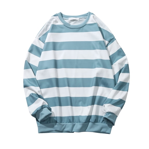 Tisuna Mens Stripe Crewneck Sweatshirts Casual Long Sleeve T Shirts Loose Fit Everyday Wear Hoodless Sweatshirts