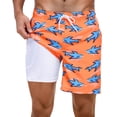 thumbnail image 1 of Tisuna Mens Swim Shorts Shark Print Drawstring Elastic Waist Straight Leg Swim Trunks Soft Comfort Fit Men Summer Pool Surfing Shorts Orange Size L, 1 of 7