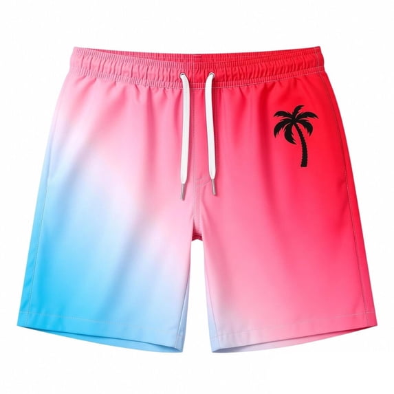 Tisuna Mens Swimming Trunks Elastic Waist Loose Fit 5 Inch Swim Shorts Quick Dry Breathable Mens Summer Holiday Gradient Print Beach Shorts Size Xxxl Red