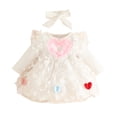 thumbnail image 1 of Tisuna Newborn Girls Mesh Dress Butterfly Print Long Sleeve Crew Neck Dresses Cute Beauty Autumn Winter Girls Dress White Size 0-3 Months, 1 of 4
