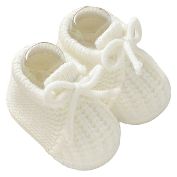 Tisuna Newborn Unisex Walking Shoes Solid Color Soft Slip Easy On Sneakers Fashion Casual Autumn Winter Kids Sock Shoes White Size 6-9 Months