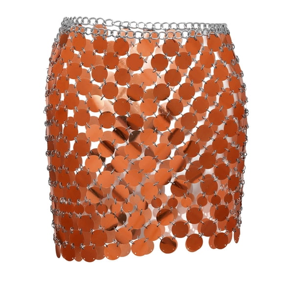 Tisuna Orange Carnival Ladies Sexy Mini Skirt Large Circular Piece With Low Waist Fashion Punk Skirts Women Mardi Gras Festival Parties Skirt