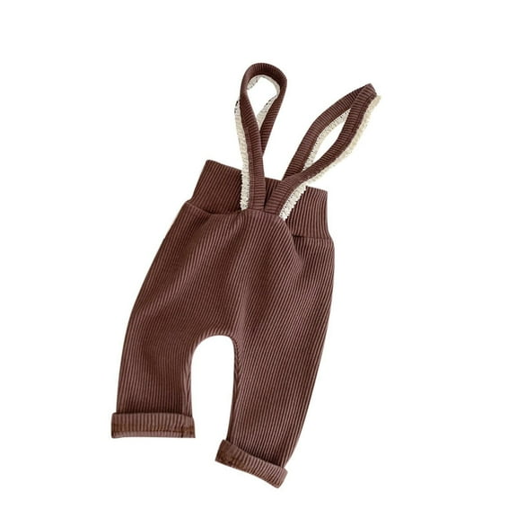 Tisuna Overalls Pants For Infant Boys Girls Solid Color Elastic Waist Taper Leg Trousers Casual Soft Autumn Winter Kids Pants Coffee Size 1-2 Years
