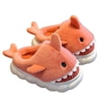 thumbnail image 1 of Tisuna Plush Slippers For Girls Boys Child Shark Print Soft Sole Easy On Shoes Comfortable Soft Autumn Winter Kids Slippers Red Size 4.5-5 Years, 1 of 4