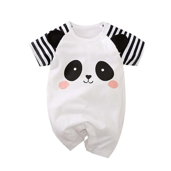 Tisuna Pullover Romper For Newborn Girls Boys Dinosaur Print Short Sleeve Crew Neck Jumpsuit Comfortable Soft Baby Kids Summer Bodysuit Size 18-24 Months