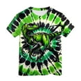 thumbnail image 1 of Tisuna Pullover Tops For Boys Child Tie Dye Print Short Sleeve Crew Neck Shirts Comfortable Fashion Summer Kids Daily Wear Green Size 6-7 Years, 1 of 1