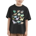 thumbnail image 1 of Tisuna Pullover Tops For Kids Child Dinosaur Print Short Sleeve Crew Neck Shirt Fashion Lightweight Boys Girls Summer Tees Black Size 18-24 Months, 1 of 4