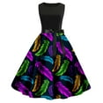 thumbnail image 1 of Tisuna Purple Fashion Dress For Women Colorful Print Sleeveless Off The Shoulder Dresses Elegant Stylish Ladies Mardi Gras Cocktail Dress Size L, 1 of 2