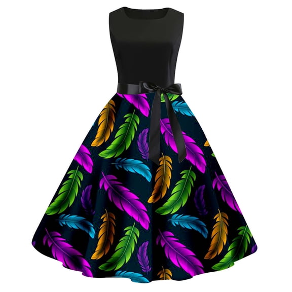 Tisuna Purple Fashion Dress For Women Colorful Print Sleeveless Off The Shoulder Dresses Elegant Stylish Ladies Mardi Gras Cocktail Dress Size Xxl