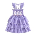 thumbnail image 1 of Tisuna Purple Toddler Easter Summer Dress Bunny Plaid Print Sleeveless Suspender Dresses Fashion Stylish Girls Festival Birthday Party Dress Size 3-4 Years, 1 of 5
