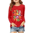 thumbnail image 1 of Tisuna Red Long Sleeve Tshirt For Girls Child Cartoon Print Crew Neck Pullover Tops Breathable Fashion Teen Girls Youth School Holiday Playwear Outfits Size 9-10 Years, 1 of 4