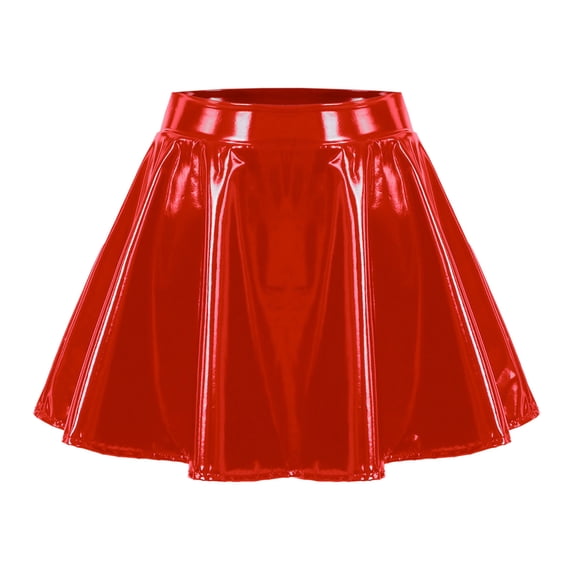 Tisuna Red Ruffled Skirt For Women Solid Color High Waist Zipper Mini Skirts Elegant Modern Ladies Carnival Sexy Skirt