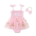 thumbnail image 1 of Tisuna Romper Dress For Baby Summer One Print Sleeveless Suspender Bodysuit Comfortable Soft Girls 1St Birthday Party Jumpsuit Size 12-18 Months Light Pink, 1 of 6