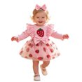 thumbnail image 1 of Tisuna Romper For Baby Girls Long Sleeve Strawberry Print Bodysuit Dress With Headband Cute Snap Closure Party Jumpsuit, Size 0-18 Months, Pink, 1 of 9