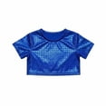 thumbnail image 1 of Tisuna Sequin Cropped Tops For Girls Child Laser Print Short Sleeve Crew Neck Shirts Fashion Cute Girls Summer Performance Dance Clothes Blue Size 16-17 Years, 1 of 4