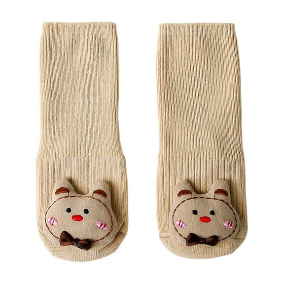 Tisuna Socks For Baby Girls Boys Cartoon Print Anti Slip High Ankle Socks Breathable Soft All Weather Kids Daily Wear Yellow Size 12-18 Months