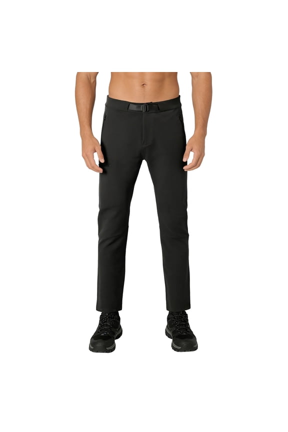 Softshell Pants For Mens Solid Color Zipper Button Straight Leg Trousers Male Stretchy Breathable Outdoor Dress Pants Black Size M