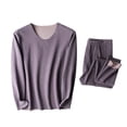 thumbnail image 1 of Tisuna Solid Color Winter Underwear For Men Long Sleeve Crew Neck Tops And Pants Sleepwear Casual Breathable Male Stretchable Base Nightwear Set Purple Size Xxxl, 1 of 4