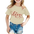 thumbnail image 1 of Tisuna Stylish Fit Summer T-Shirt For Girls Valentine Love Print Short Sleeve Crew Neck Tops Fashion Cute Girls Festival Outfits Beige Size 3-4 Years, 1 of 3