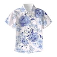 thumbnail image 1 of Tisuna Summer T Shirt For Boys Child Floral Print Short Sleeve Lapel Neck Tops Handsome Breathable Kids Button Down Shirt Sky Blue Size 5-6 Years, 1 of 3