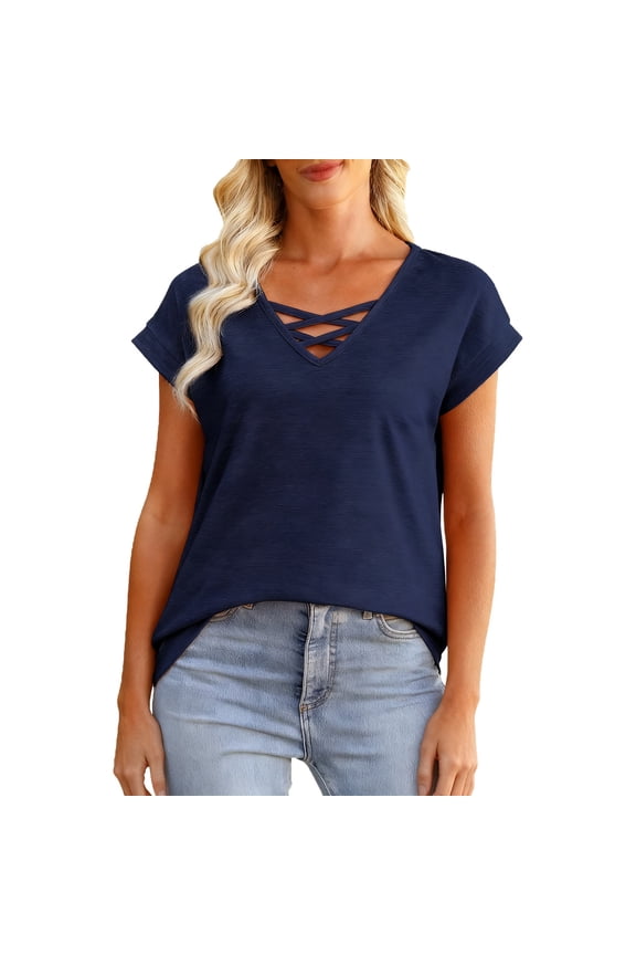 Summer T Shirt For Women Solid Color Short Sleeve Crew Neck Basic Top Comfortable Classic Female Street Workout Shirts Size S