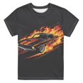 thumbnail image 1 of Tisuna Summer Tshirts For Boys Girls Cartoon Car Print Short Sleeve Crew Neck Tops Breathable Casual Kids Retro Daily Tees, Size 1-13 Years, Black, 1 of 6