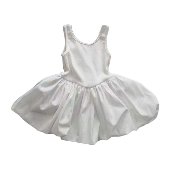 Tisuna Summer Vest Dress For Girls Toddler Solid Color Sleeveless Square Neck Dresses Breathable Lightweight Girls Casual Wear White Size 7-8 Years