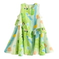 thumbnail image 1 of Tisuna Summer Vest Dress For Toddler Girls Floral Print Sleeveless Crew Neck Dresses Comfortable Soft Little Girls Beach Vacation Playwear Dress Green Size 3-4 Years, 1 of 3