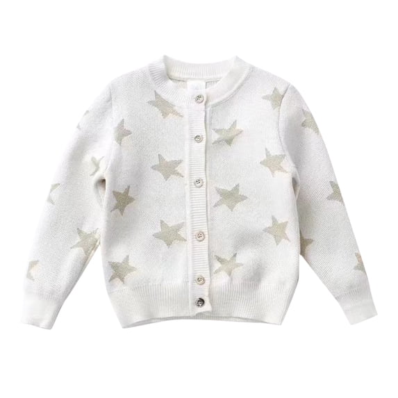 Tisuna Sweater For Toddler Boys Girls Star Print Button Down Sweater Coat Fashion Daily Wear Knit Cardigan For Children Age 1-6 Years