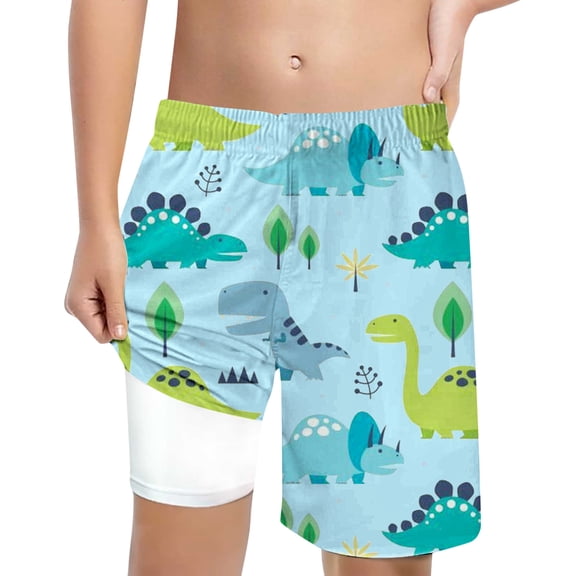 Tisuna Swim Short For Boys Child Coconut Print Elastic Waist Straight Leg Trunks Loose Comfortable Little Boys Swimming Pool Beach Summer Swimwear Light Blue Size 8 Years
