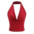 thumbnail image 1 of Tisuna Tank Tops For Women Summer Halter Neck Sleeveless Elegant Shirt Ladies Backless Going Out Party Cami T-Shirt Size Xl Red, 1 of 6