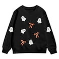 thumbnail image 1 of Tisuna Girl'S Halloween Sweatshirts Ghost Print Long Sleeve Crewneck Sweatshirt Kids Comfort Fit Theme Party Daily Tees Shirts Size 3-4 Years Black, 1 of 3