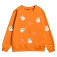 thumbnail image 1 of Tisuna Girl'S Halloween Sweatshirts Ghost Print Long Sleeve Crewneck Sweatshirt Kids Comfort Fit Theme Party Daily Tees Shirts Size 3-4 Years Orange, 1 of 4